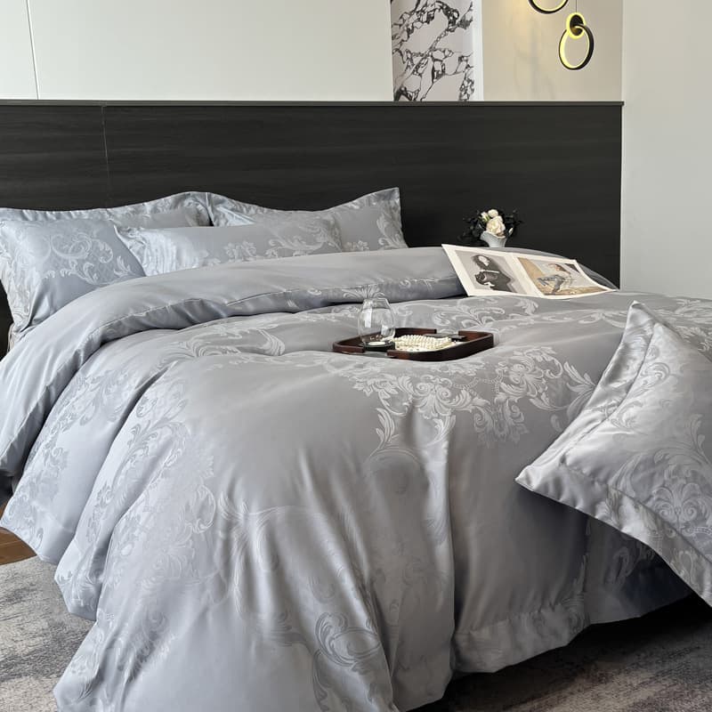High-end high-precision satin jacquard four-piece set of skin-friendly cotton naked sleeping sheets, quilt cover, fitted sheet 1.8m bedding 4
