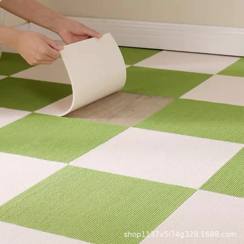 Japanese Full-Coverage Wear-Resistant Interlocking Carpet Tiles for Office, Thick Self-Adhesive Flooring for Bedroom Renovation, Glue-Free Square Tiles