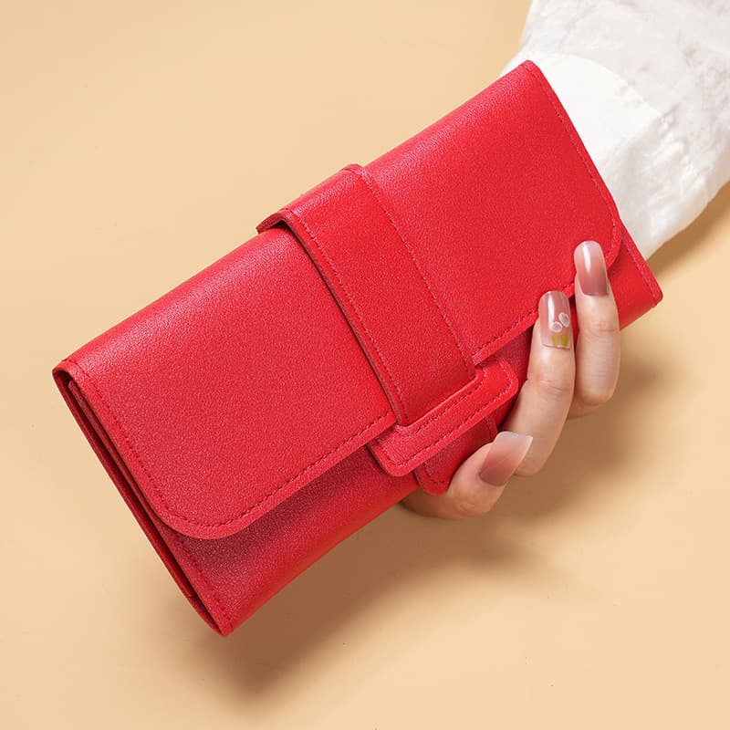 Women's Wallet Long Trifold Flip Korean Style Fresh Student Coin Pocket Multifunctional Snap Clutch PU Leather Export