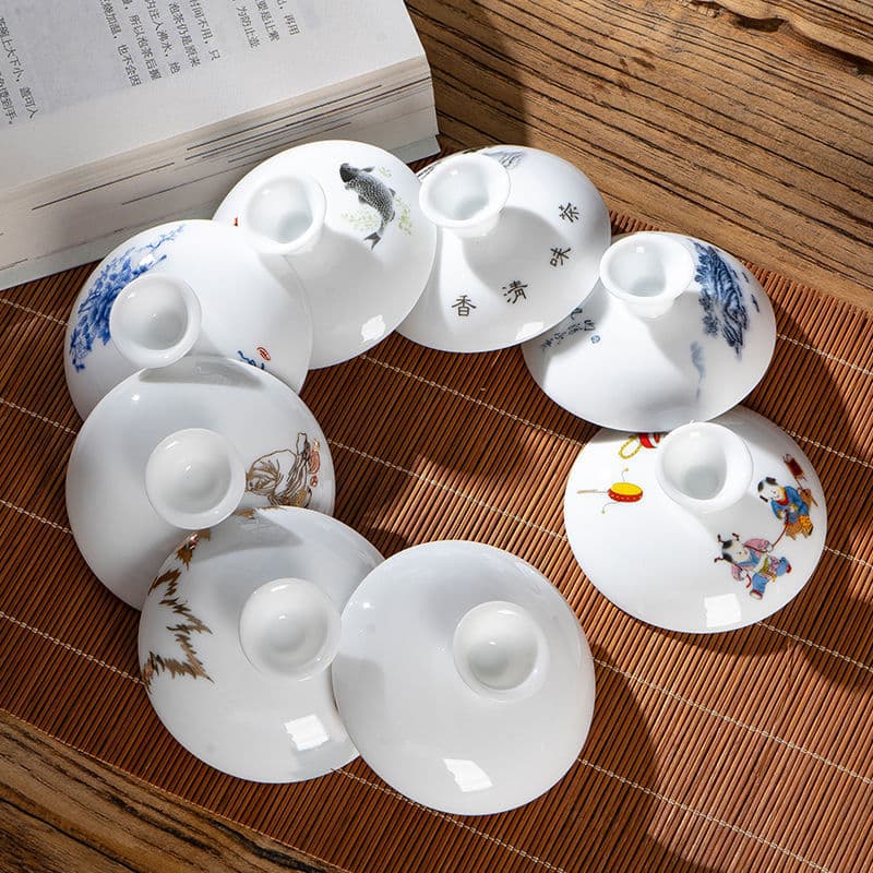 Sancai covered bowl single lid tea bowl tea cup lid ceramic kung fu tea set spare parts diameter 7.1cm7.6cm8.