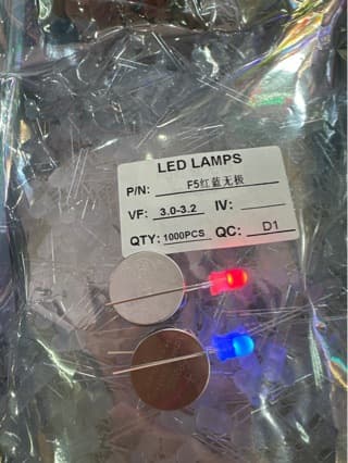 5mm red blue non-polar foggy long-leg LED, 1000 pcs per pack, large stock available