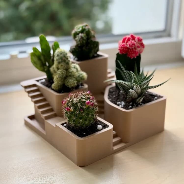 Nordic Style Building Step Flower Pot Multi-Grid Modular Design Home Balcony Succulent Green Plant Pot Planter