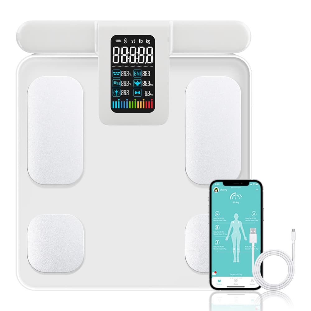 Color Screen Display Eight-Electrode Body Fat Scale Smart Electronic Scale Bluetooth Connection App Cross-Border Customization