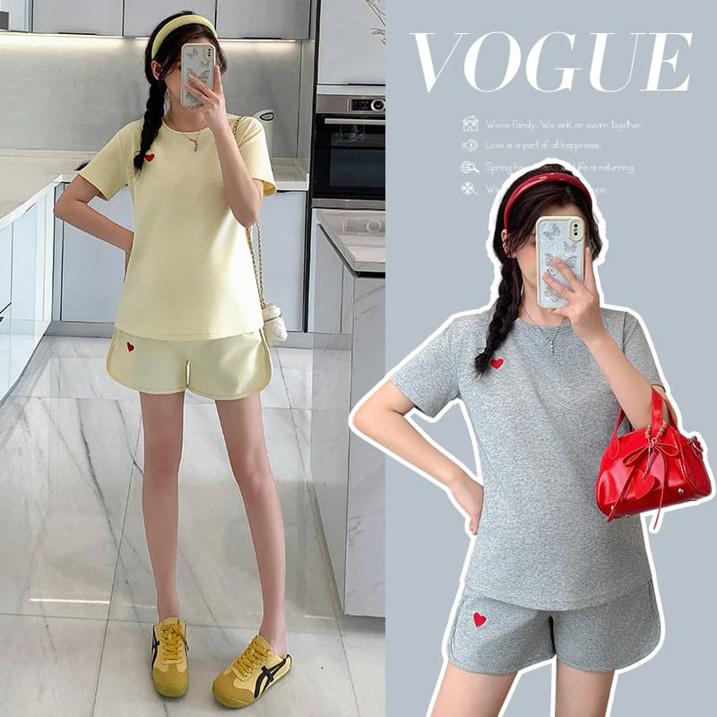 Actual Photo: New Summer Maternity Wear, Slimming Casual Outdoor Sportswear Set, Loose Plus Size Shorts Set