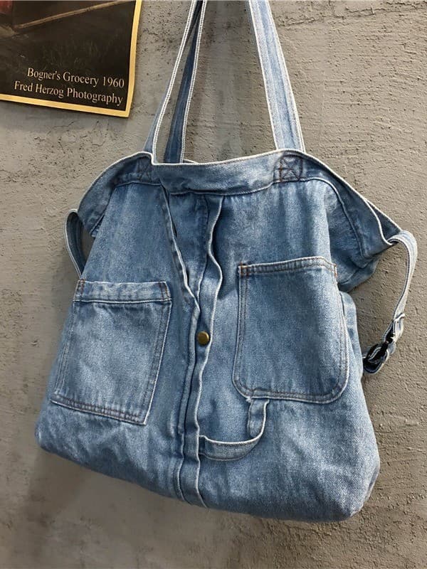 Large Capacity Casual Harajuku Workwear Washed Denim Bag Women's New Crossbody Bag Large Shoulder Bag Simple Casual