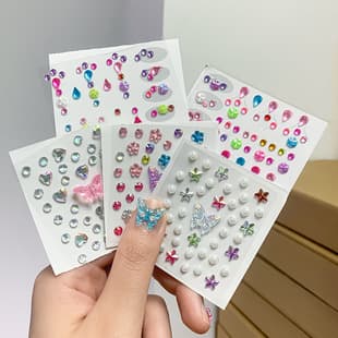 Festival Face Makeup Stickers No-Glue Self-Adhesive Diamond Rhinestone Stickers Stage Makeup Concert Butterfly Fairy Makeup