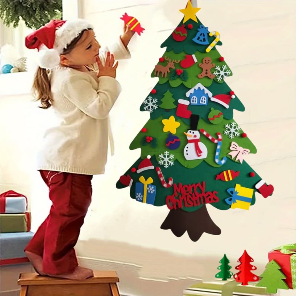 In Stock Felt Christmas Tree, New Style Handmade Felt Christmas Tree, Educational DIY Decoration for Children