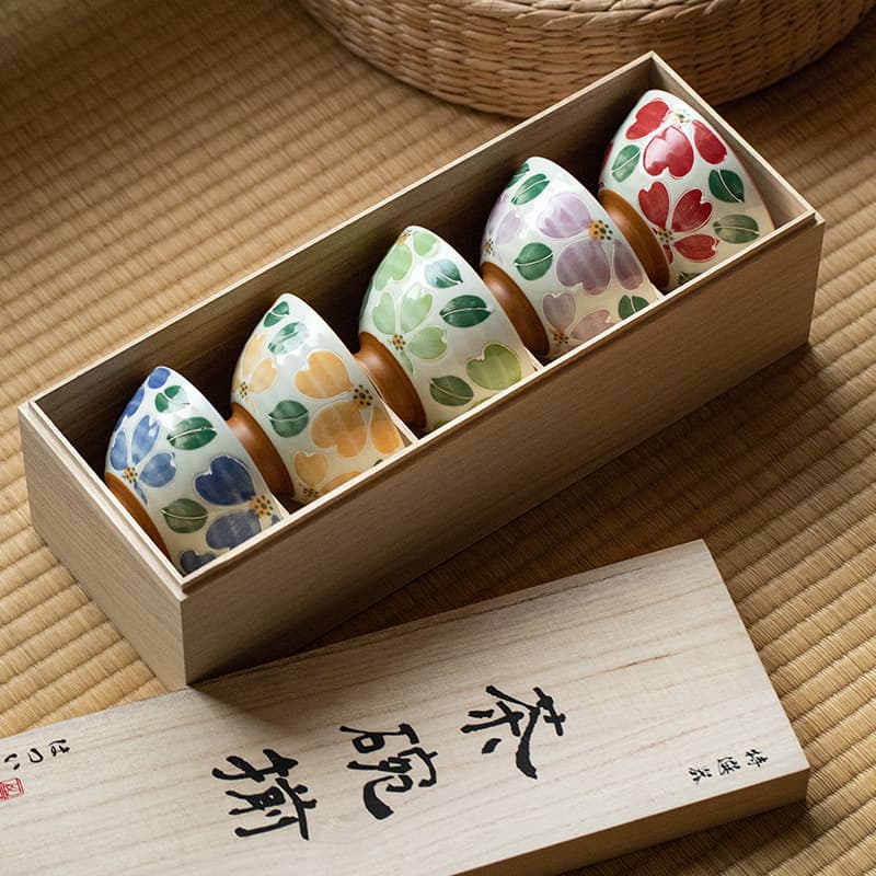 Official authentic Japanese imported Mino ware painted cherry blossom rice bowl small fresh floral tea bowl Japanese ceramic tableware