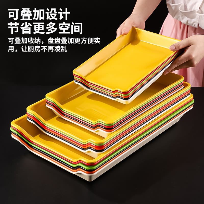 Wholesale Food-Grade PP Plastic Skewer Plate, Stackable Notched Tray for Hot Pot Restaurant, BBQ Commercial Serving Dish
