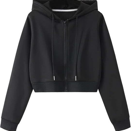 Women's Sweatshirt Crop Top Zip-Up Hoodie Long Sleeve Pullover