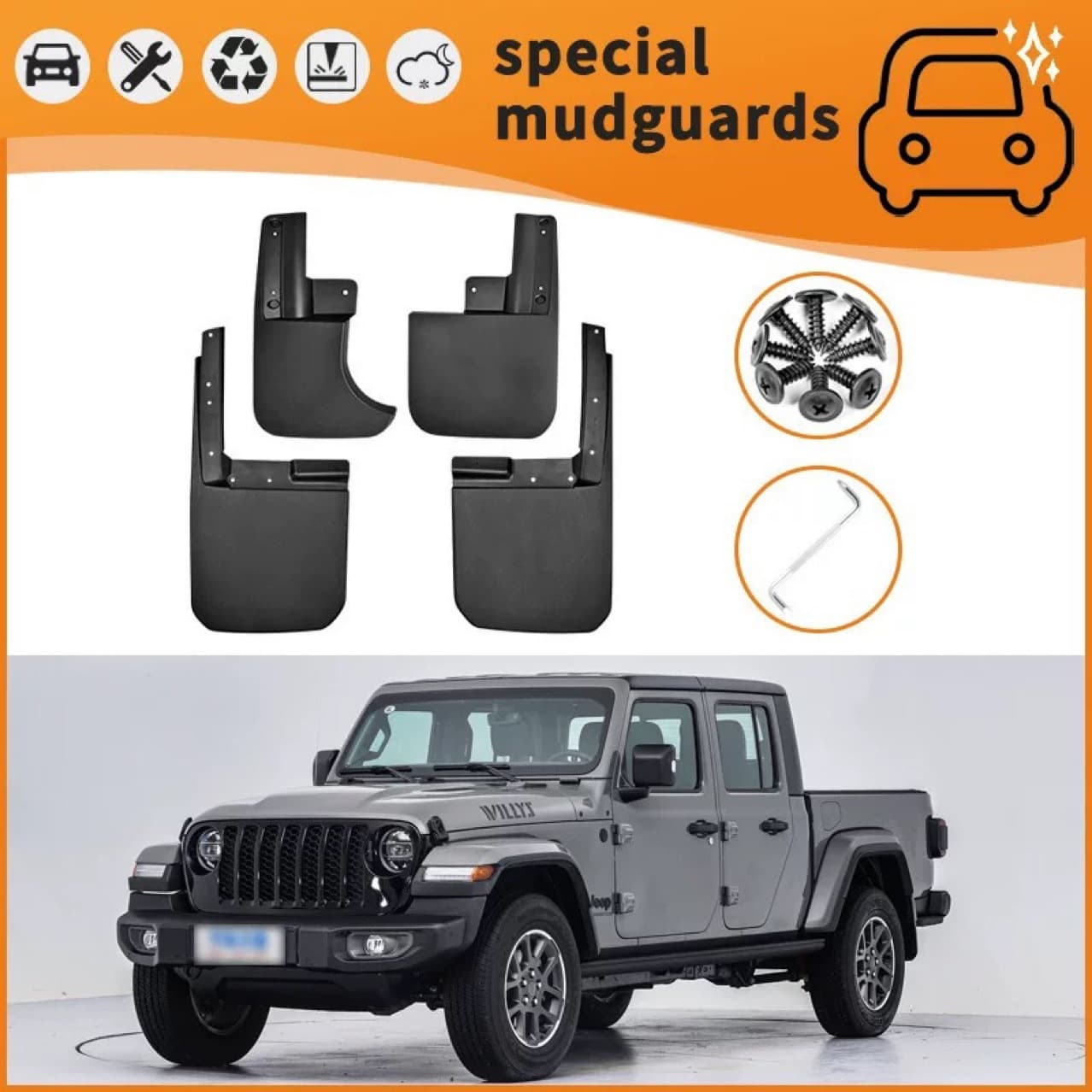 Fits Jeep JT Gladiator Fender Flares 19-23 Jeep Mud Flaps Splash Guards Accessories