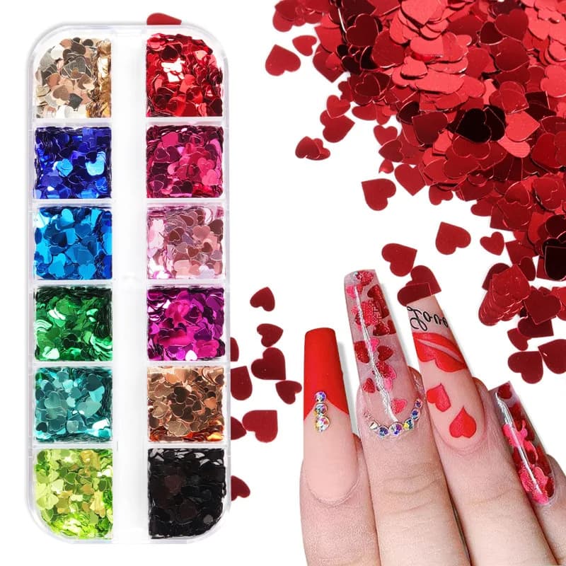 Cross-border Nail Art Glitter 12-Grid Set Polymer Clay Slices 6-Grid Nail Art Material Kit Glitter and Sparkle Mix Wholesale