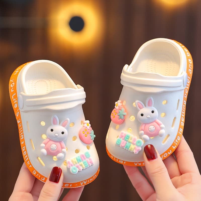 Children's Slippers Summer Girls Cute Slippers Boys Baby Indoor Soft Sole Non-Slip Home Cartoon Baotou Crocs