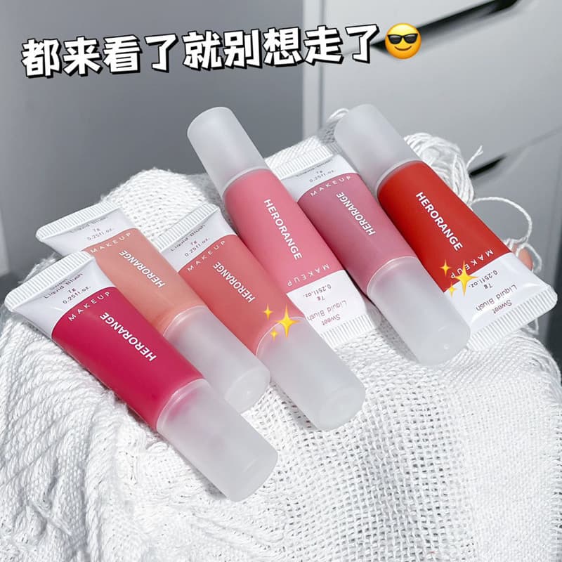 HERORANGE Liquid Blush Single Color Matte Long-Lasting Blush Cream Korean Style Youthful Brightening Cosmetic Rouge