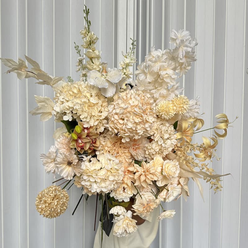 Champagne color artificial flowers for wedding wedding hall ceiling hydrangea rose floor decoration landscaping artificial flowers
