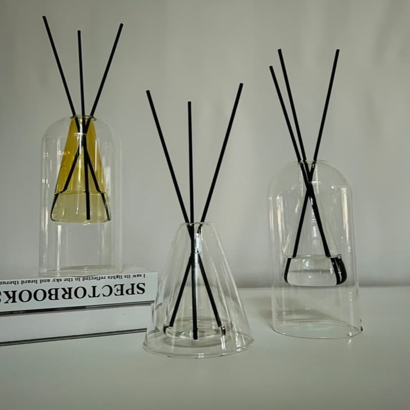 Aromatherapy cover glass special-shaped double-layer diffuser bottle indoor fireless aromatherapy rattan empty bottle ornaments diffuser wholesale