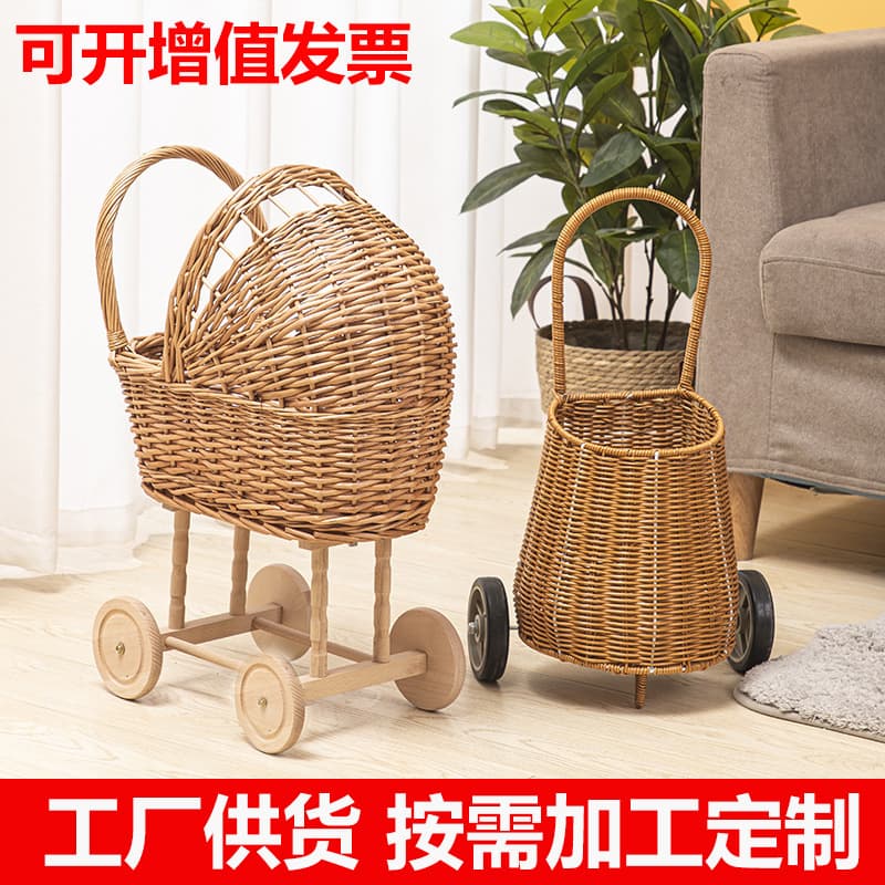 Exported to Europe and America, popular Japanese-style willow woven strollers, willow woven carts, handicrafts, baby products, willow processing, wholesale and retail.