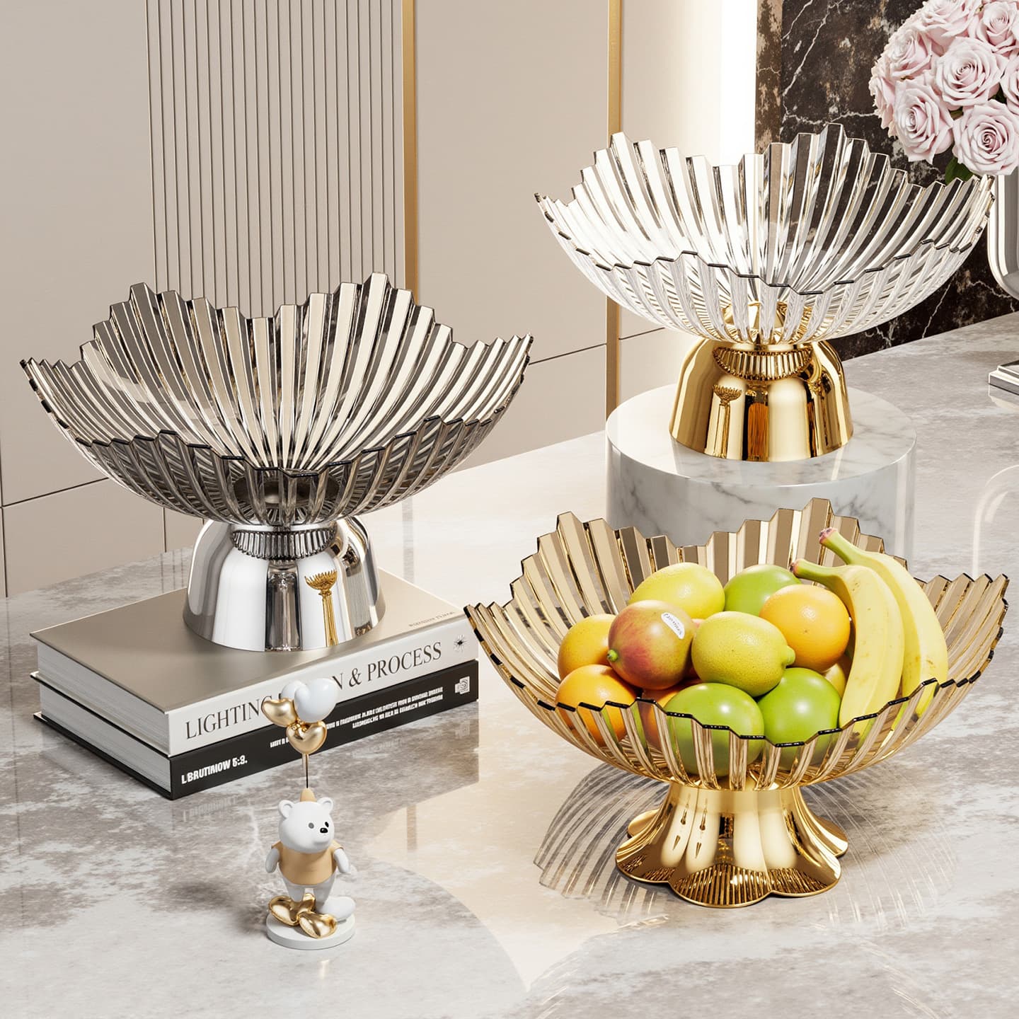 Cross-border PET petal fruit plate flower-shaped living room coffee table dried fruit candy fruit plate home snack fruit and vegetable display plate