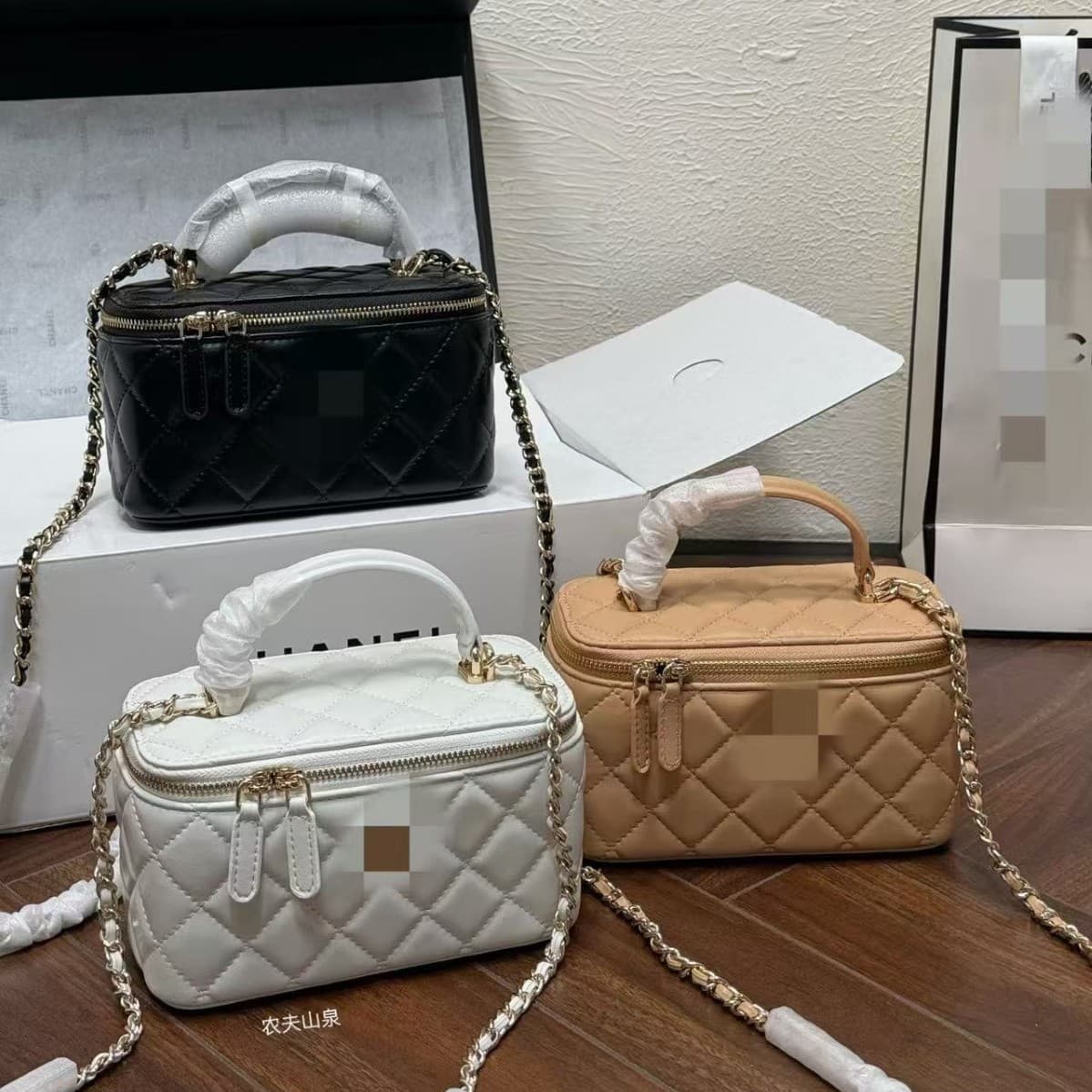 2026 New n26s Chanel-style Box Makeup Bag Women's Handbag Diamond Quilted Chain Shoulder Crossbody Phone Bag