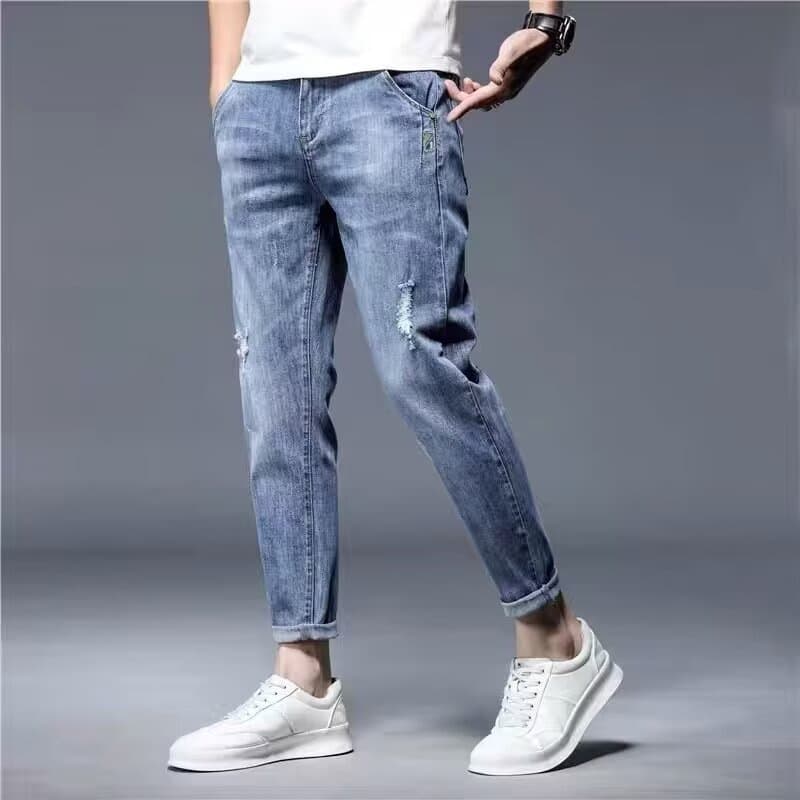 Washed Denim Jeans for Men Spring Summer New Loose Straight Leg Casual Long Pants Men's Fashion