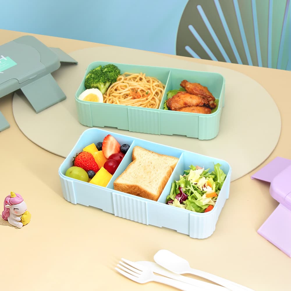 FCM Cross-border Compartment Lunch Box, Microwave-Safe Plastic Bento Box, Food-Grade, for Students and Office Workers