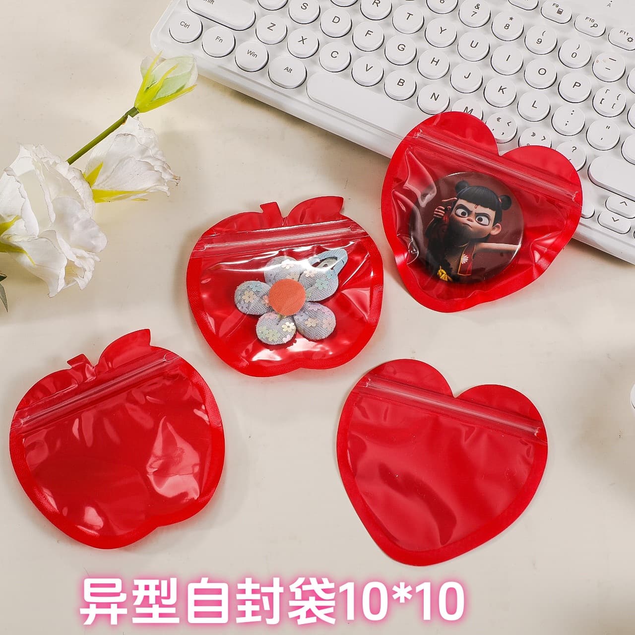 Cross-border popular PVC heart-shaped jewelry accessories small bag cute love Valentine's Day gift seal bag ziplock bag