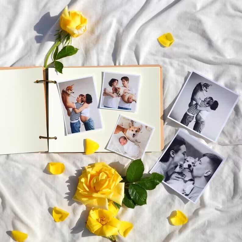 Wooden Photo Album Wedding Photo Scrapbook Mini Album Newlywed Engagement Gift Craft Book Wooden Guestbook