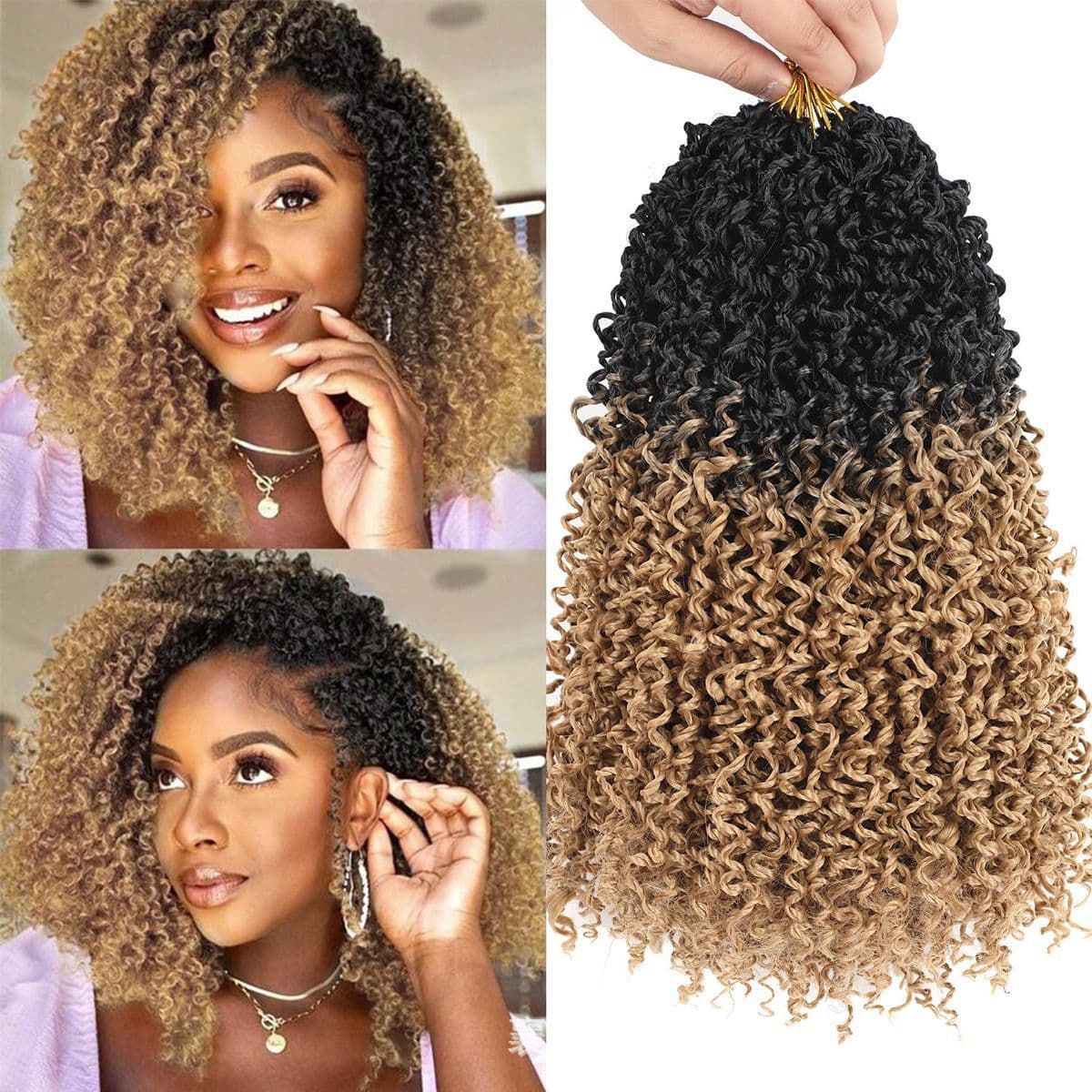 European and American Foreign Trade Synthetic Fiber Wigs, 30 Strands, Yanky Twist Crochet Braided Hair, African Small Curls, Irregular Curls