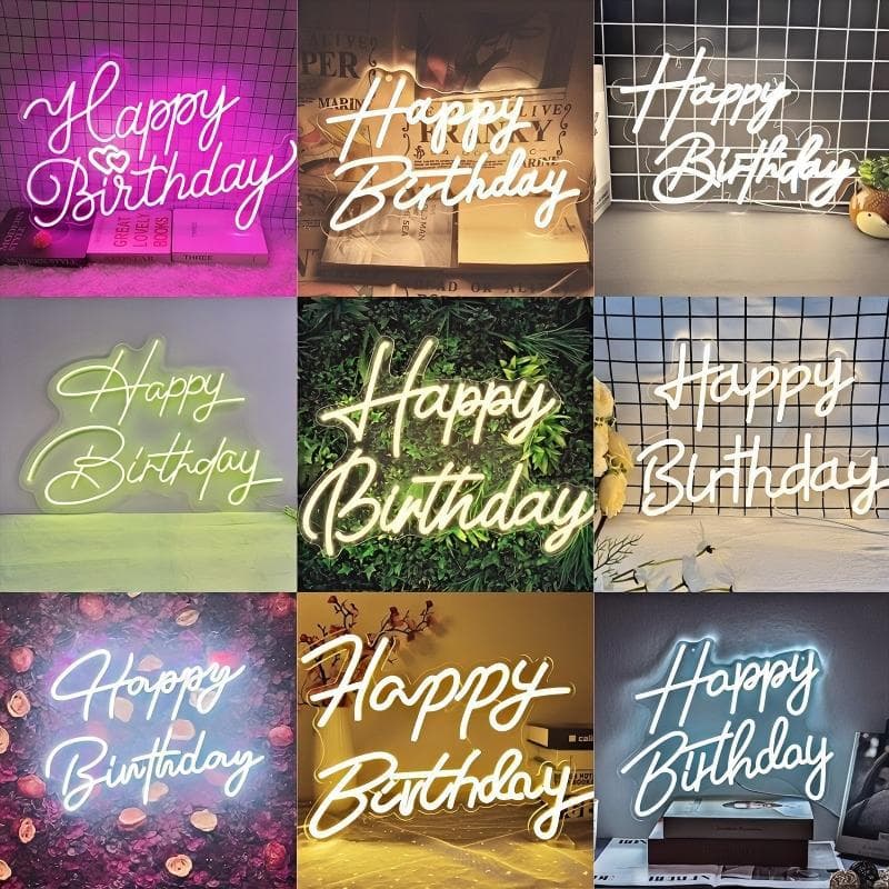 Happy birthday LED light sign letter marryme neon light holiday ohbaby luminous word proposal decorative light
