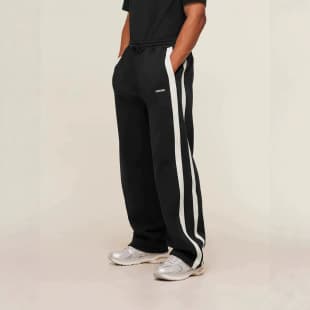 GYMSHARK Men's Sweatpants Double Stripe Patchwork Printed Joggers Gym Fitness Mid Waist Straight Leg Pants