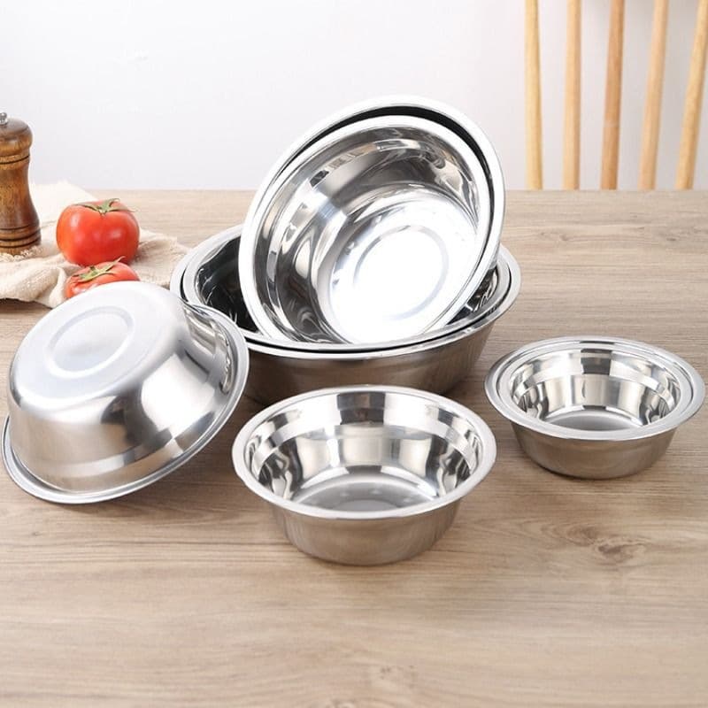 304 Stainless Steel Kitchen Mixing Bowl Set - Food Prep, Salad, Soup, Dough, Washing Vegetables, Induction Cooker Compatible