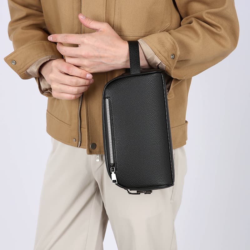 Soft leather large capacity mobile phone bag wallet PU leather outdoor travel storage bag new cross-border men's business clutch bag