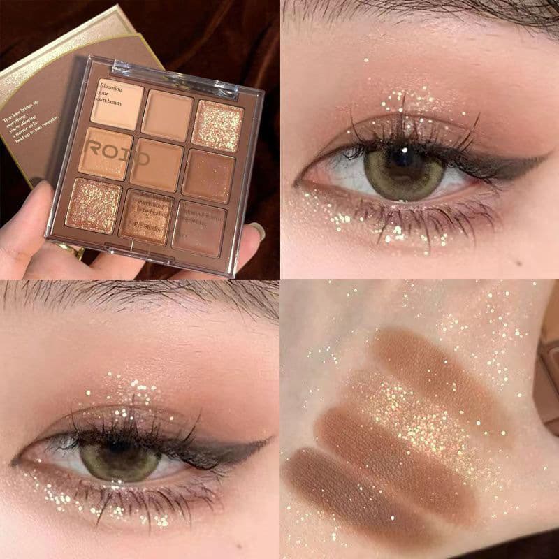 ROIO Chocolate Nine-Color Eyeshadow 9-Grid Palette Shimmer Pearl Matte Earth Tones Pure Nude Makeup Affordable