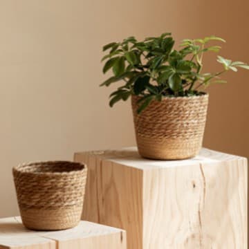 Home Decor Flower Pot Planter Basket Storage Basket European Style Natural Seagrass Woven Plant Pot Rattan Waterproof Pot