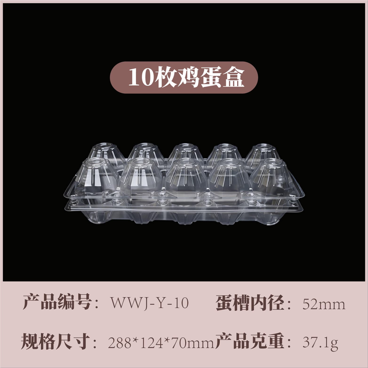 Transparent Plastic Egg Tray Disposable Egg Holder Packaging Box 10-Pack Egg Tray Egg Carton