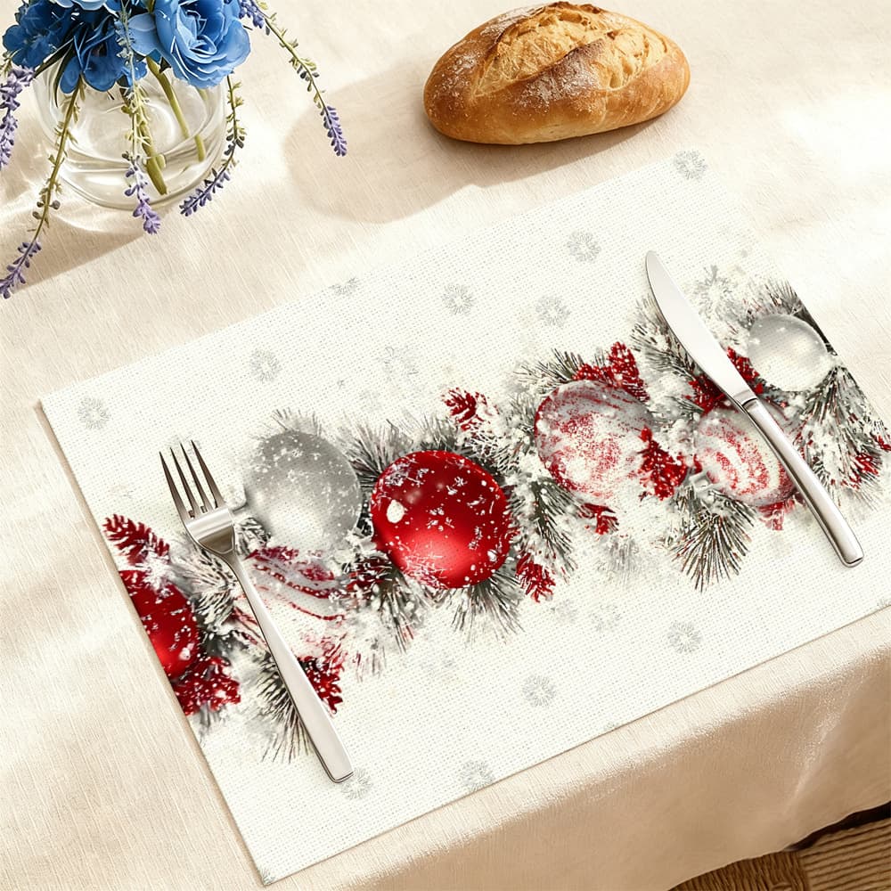 New Amazon Cross-Border Christmas Table Runner Factory Wholesale Christmas Tree Santa Claus Print Table Heat Insulation Mat