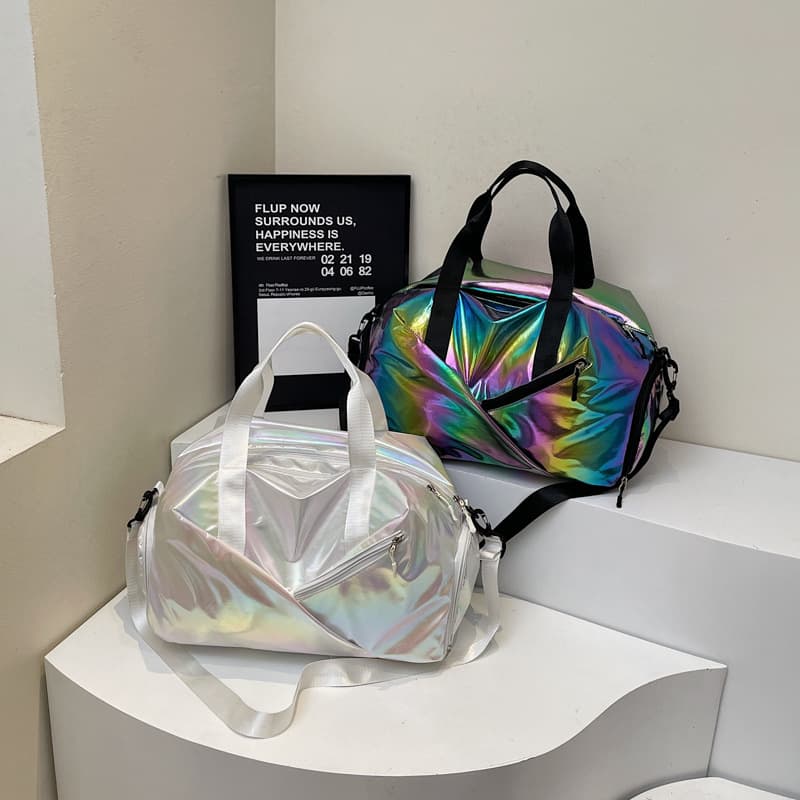 Trendy Laser Personalized Sports Bag, Fashionable Large Capacity Swimming Gym Bag, Wet and Dry Separation Casual Handheld Travel Bag