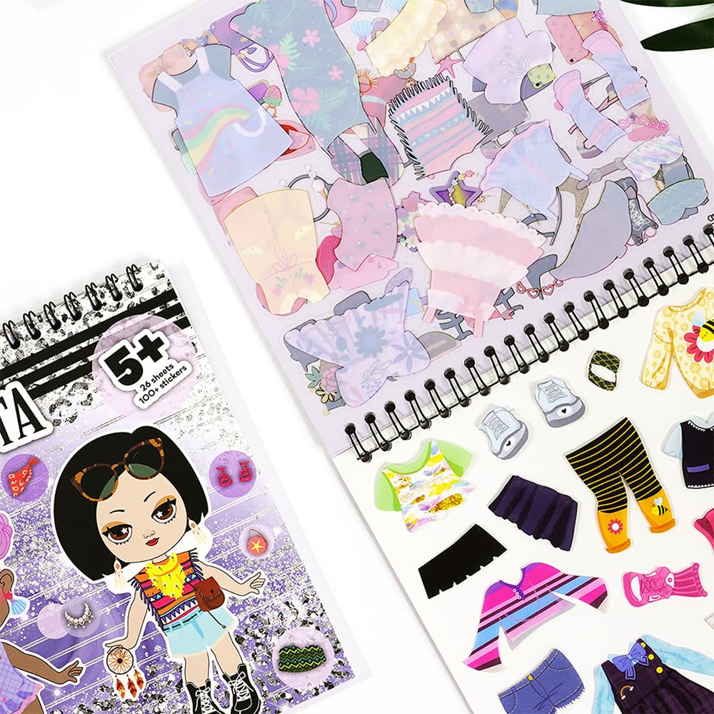 Fashion Dress Coloring Sticker Book for Designing Girls' Fashion Sketch Sticker Kit