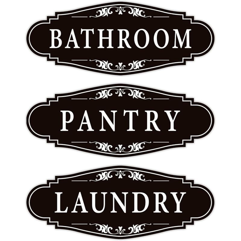 Bathroom Laundry Room Pantry Door Sign Sticker Self-Adhesive Weatherproof Vinyl Bathroom Door Decal Decor