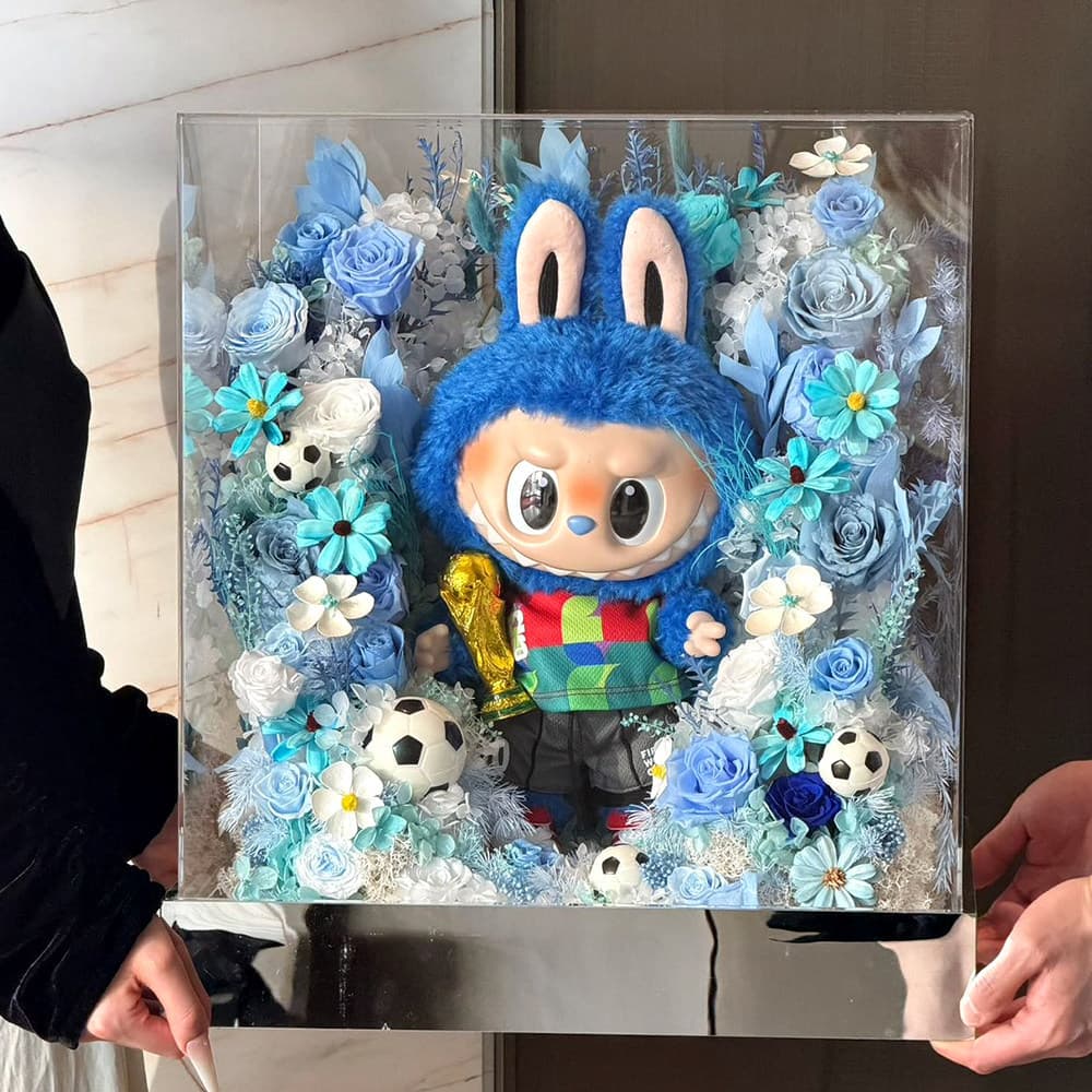 Preserved Flower Doll World Cup Theme Floral Soccer Plush Ornament Premium Gift for Girlfriend Birthday