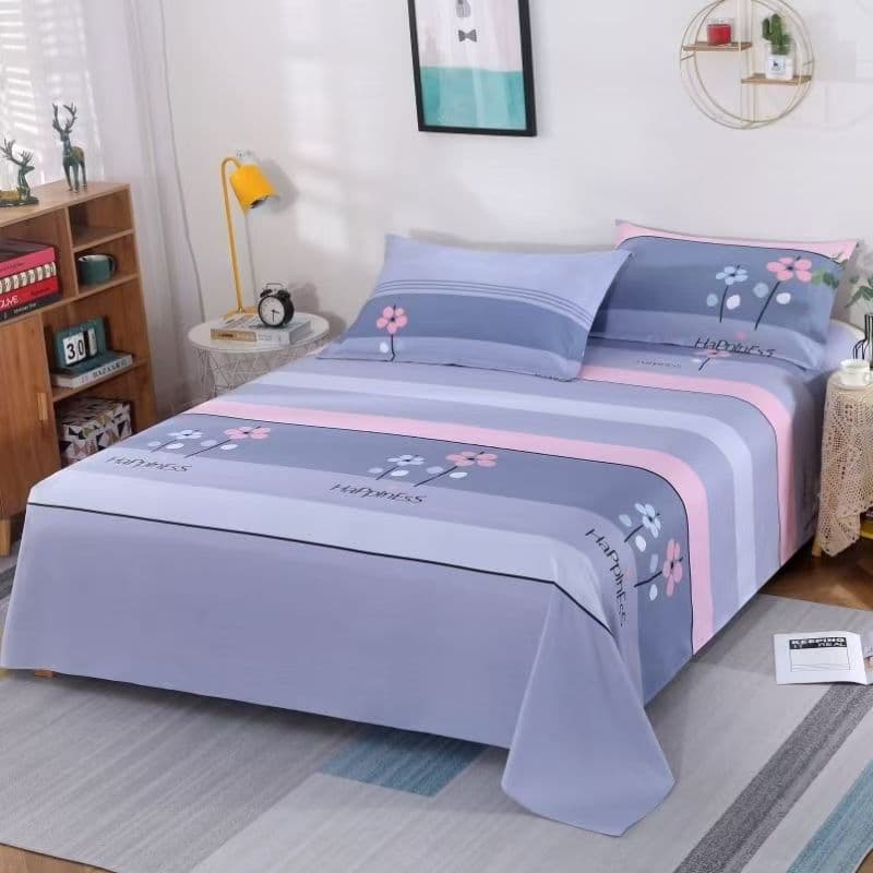 Pure Cotton Bed Sheet Single/Double Bed Sheet 40S Count Dormitory Home Use All Seasons Factory Ready Stock Single Piece