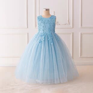 Cross-Border Children's Day Performance Dress Princess Gown 7-12 Years Old Medium-Large Long Dress Wedding Gown Girls Tutu Princess Dress