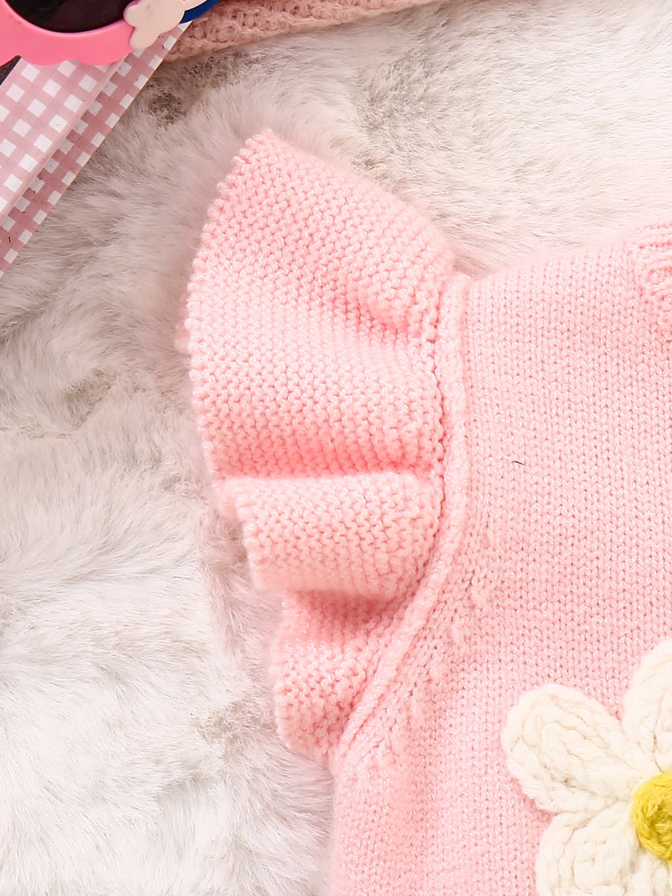 Cross-Border Children's Clothing Infant Toddler Girls Fly Sleeve Letter Flower Embroidery Drawstring Button Romper Spring Baby Girl Sweater