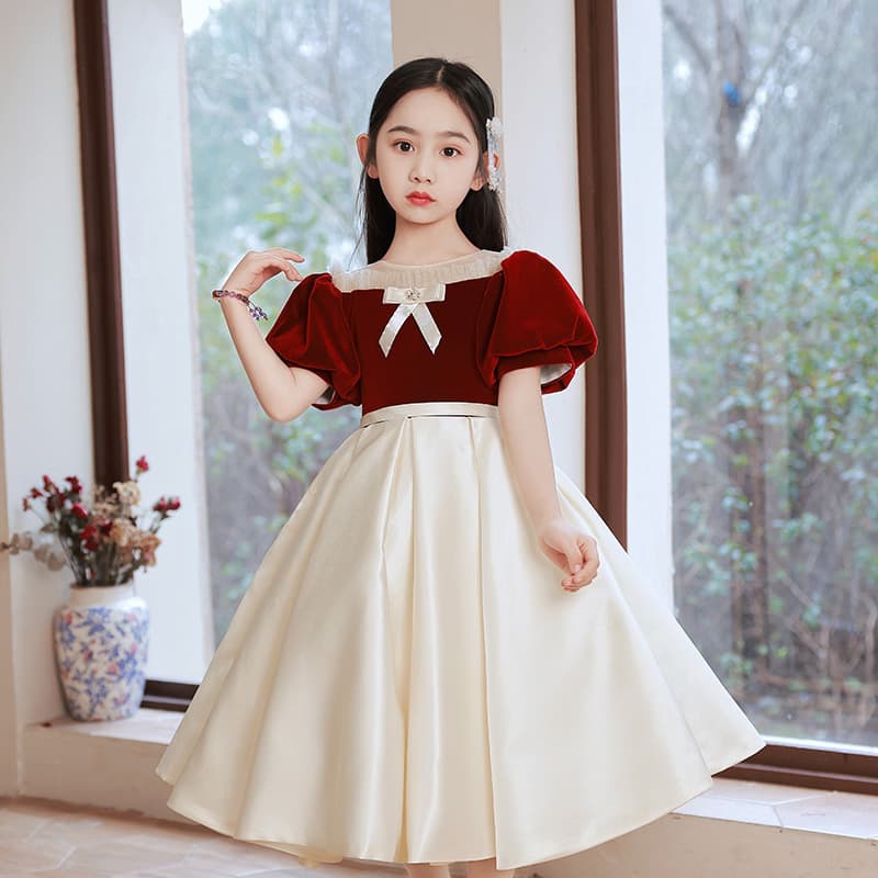 Children's Luxury Evening Gown, One-Year-Old Birthday Princess Dress, Kids Hostess Piano Performance Outfit