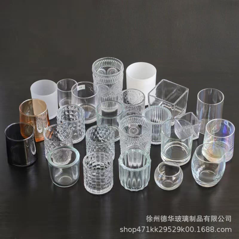 Transparent Candle Cup Glass Jar Bedroom Romantic Candle Holder Colored Frosted Glass Container Aromatherapy with Lid Empty Cup