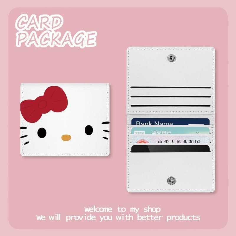 Multi-card slot wallet, card holder, bank card sleeve, driver's license card holder, small and portable, PU leather, Hello Kitty.