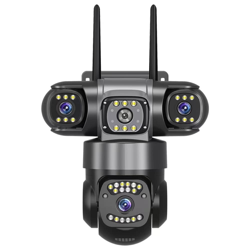 Home Security Camera True 3-Lens 3-Screen Outdoor 360-Degree No Blind Spot Full-Color Night Vision 4G Surveillance