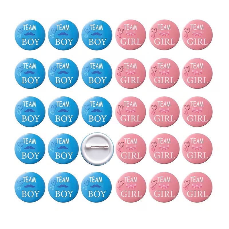 Cross-Border Party Gender Reveal 4.5cm Tin Badge Team Boy Team Girl Brooch Pin
