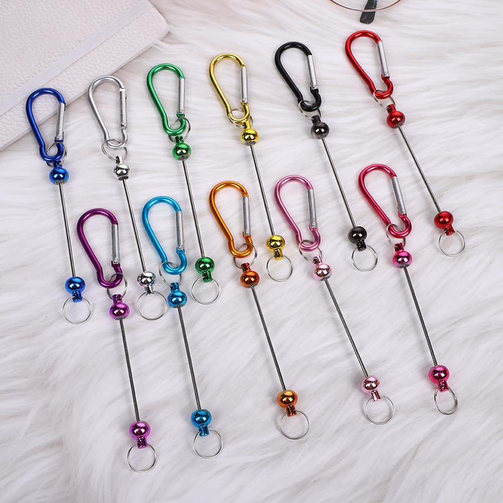 DIY Beaded D-Ring Carabiner Keychain, Outdoor Hiking Ladies Bag Accessories Creative Pendant Wholesale