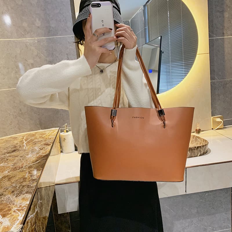 Cross-border wholesale women's large tote bag, European and American fashion women's shoulder handbag, mommy bucket bag